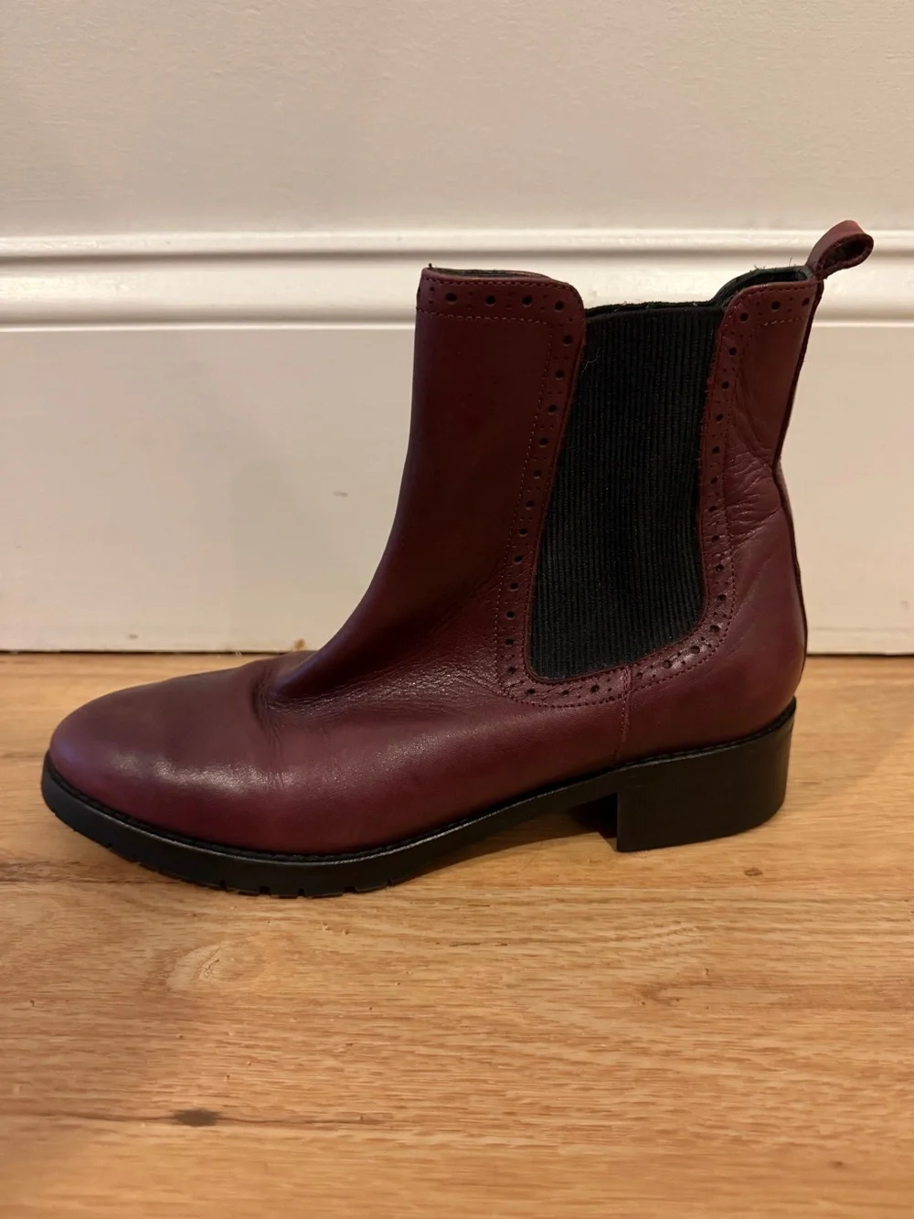 Barbara Barbieri Oakbark Red Leather Pull On Chelsea Ankle Boots